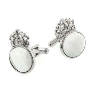 Silver plated and mother of pearl crown and stone cufflinks with 