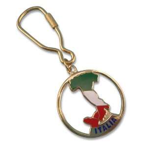  Brass Italy Boot.Flag Key Chain 