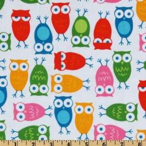   Zoology Owls White/Multi Fabric By The Yard Arts, Crafts & Sewing