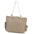 Shop123go Canvas Zipper Tote with Braided Handle, Taupe