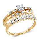   Diamond Engagement Rings Set Wedding Bands White Gold Men Ladies .12ct