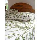 MDS Crewel Bedding Leaves Green on White Cotton Crewel Duvet Cover 