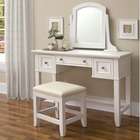 Home Styles Naples Vanity Table and Bench Set in White