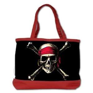   Bag Purse (2 Sided) Red Pirate Skull Crossbones: Everything Else