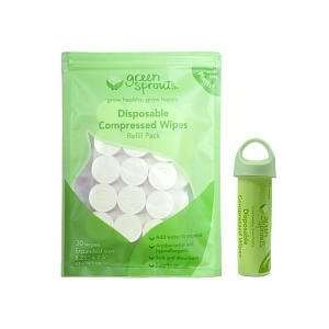  Disposable Compressed Wipes and Refill in White Baby