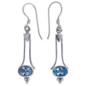  Sterling Silver Blue Topaz Earrings: Jewelry