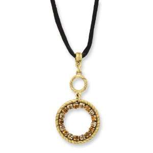  1928 Gold tone Light and Dark Yellow Crystal Circle on 16 