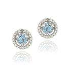   Glitzy Rocks Sterling Silver Blue Topaz and Diamond Accent Earrings