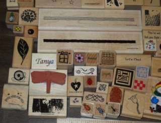 HUGE LOT *** 100+ ASSORTED WOOD MOUNTED RUBBER STAMPS (LOT C)  