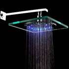   Rainfall Showerhead with Build in LED Light, Glass with Chrome Finish