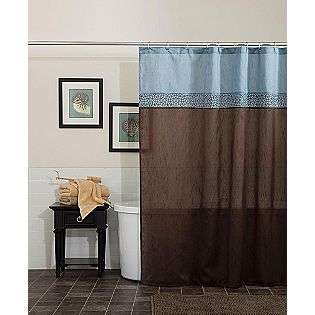 Lush Decor Geometrica Shower Curtain, Blue/Chocolate