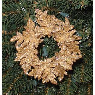   Gold Glitter Leaves Wreath Christmas Ornament 