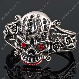   skull Halloween Wild evil cool rhinestone bangle bracelets cuff  