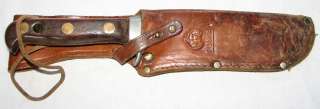  older puma white hunter knife in leather sheath made in west germany 