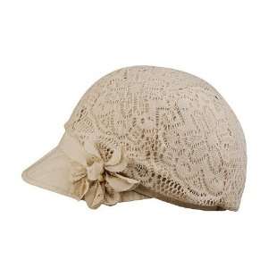  Ladies Linen Flapper Style Jacquard Mesh Lace Hat Khaki 