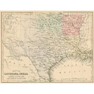  Mitchell 1886 Antique Map of LA, TX, AR & the Indian 