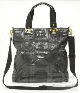 Tory Burch Black Patent Leather & Gold Hardware Tote Bag  