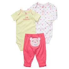 Carters Girls 3 Piece Bear Set   Pink (3 Months)   Carters   Babies 