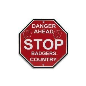  Wisconsin Badgers Plastic Stop Sign Danger Ahead Badgers 