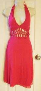 Victoria Secret Hot Pink Party Braided Dress Med  