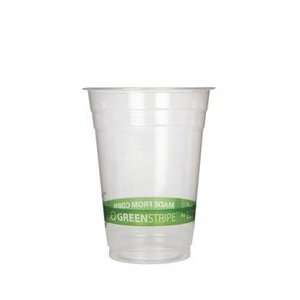  9 Oz Clear Cup W/Green Stripe /Corn Plastic: Office 