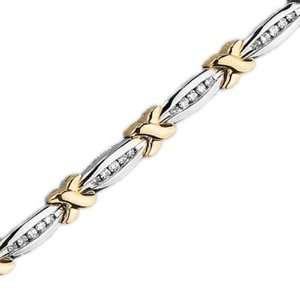  14K Two Tone Gold 1 ct. Diamond Tennis Bracelet: Katarina 