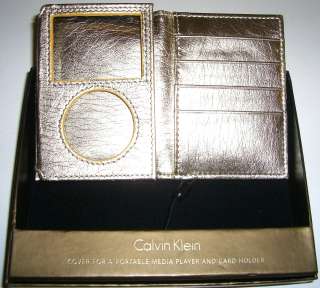   CALVIN KLEIN Gold Leather Media Player Cover & Card Holder Case Wallet