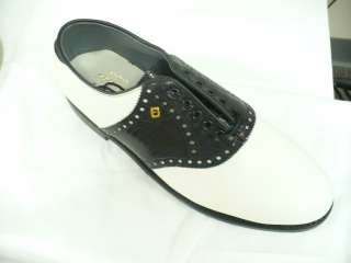   Classics Exotic Lizard 57339 White/Black Saddle 10.5 B Mens Golf Shoes