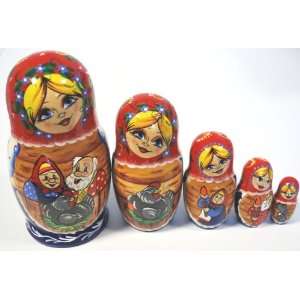   Ryaba Nesting Dolls Set of 5 Pcs Matryoshkas 6.5 Toys & Games