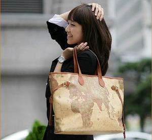 New Womens Fashion World Map Tote Shoulder Handbag Bag free shipping