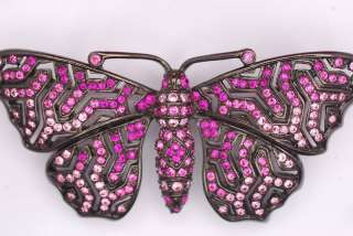Nolan Miller Pink & Gunmetal Butterfly Pin Brooch New  