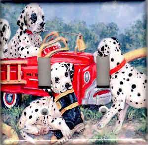 DALMATIONS WITH FIRETRUCK #2 DOUBLE LIGHT SWITCH PLATE  