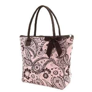  Pink & Brown Quilted Paisley Print Handbag / Tote Bag 