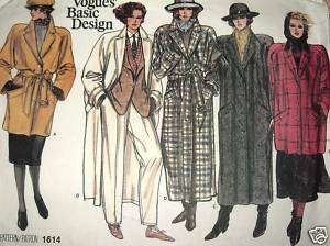 Vogue 1614 Wrap Overcoat coat pattern sz 6 8 10 oop  
