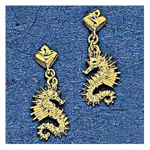  Mark Edwards 14K Gold Hanging Seahorse Earring