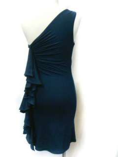 SKY Brand One Shoulder Crystal Belt Midnight Blue Dress  