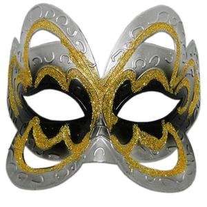   Black/Silver Mardi Gras Harlequin Party Mask #(7012).: Everything Else