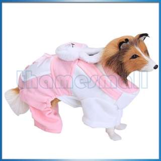 Pet Dog Warm Autumn Dress Rabbit Overall Jumpsuit Clothing Coat Jacket 