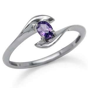   Purple Cubic Zirconia (CZ) 925 Sterling Silver Engagement Ring  