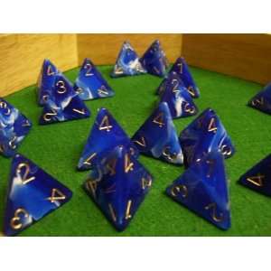    Giant Silk Blue and White Swirled 4 Sided Dice Toys & Games