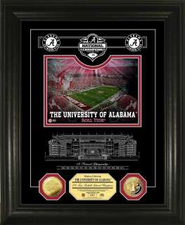 Alabama Crimson Tide 14 Time Champs Archival Etched Glass 24 Kt Gold 