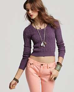 Free People Sweater   Cable Guy Cropped Pullover