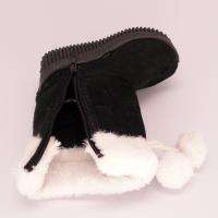 Baby Toddler Girls Faux Fur Trim Pom Poms Winter Booties Black Size 4 