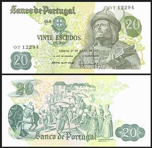Portugal P 173 20 Escudos Year 1971 Unc. Banknote Asia  