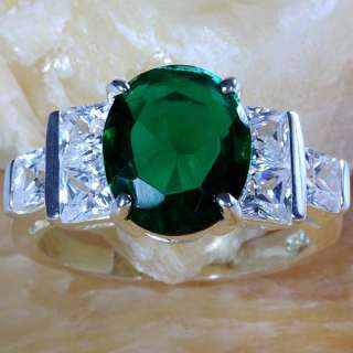 23a17 WHITE TOPAZ Emerald quartz SILVER RING SIZE 9 F/S  