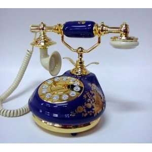   Cobalt Blue with Gold Roses French Style Telephone: Home & Kitchen