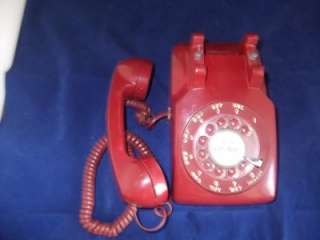   Red Rotary Telephone Retro Desk Phone Bell System Western Electric Vtg