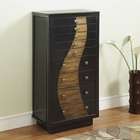 Powell Gloss Black Wood Finish with Gold Leaf Jewelry Armoire