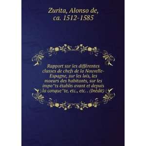   te, etc., etc. . (IneÌdit) Alonso de, ca. 1512 1585 Zurita Books