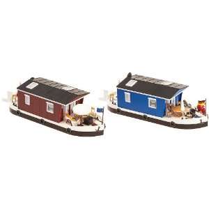 HOUSE BOATS (2)   FALLER HO SCALE MODEL TRAIN ACCESSORIES 